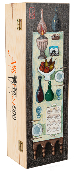 "Still Life I". Hand-painted Art Gift Box for 1 bottle